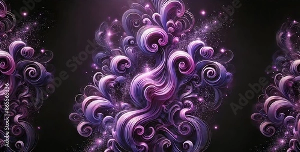 Fototapeta Elegant Purple Smoke with Sparkles on Dark Background