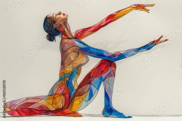 Fototapeta A drawing of a Artistic in one-line drawing. Generative AI