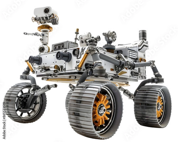 Obraz Mars rover model on white background.