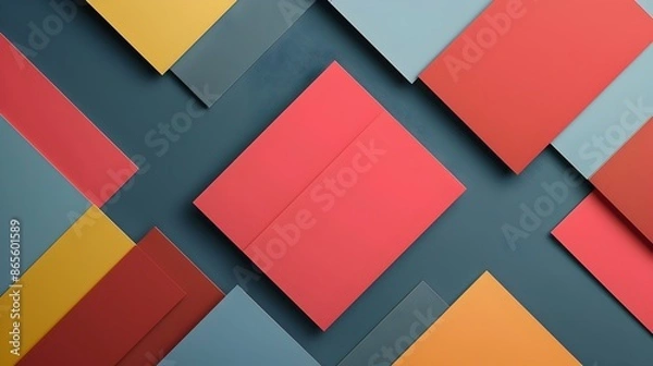 Obraz Vibrant Abstract Geometric Shapes Composition with Colorful Contrast Patterns