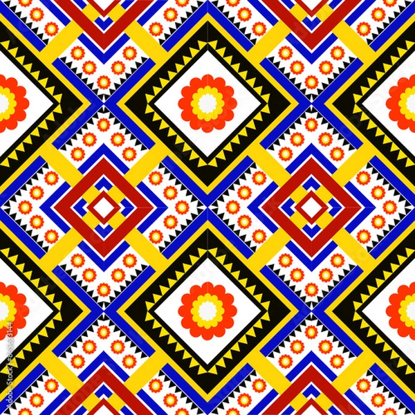 Fototapeta Abstract ethnic geometric pattern background design wallpaper, Indian border. traditional print vector illustration.