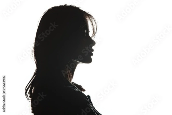 Fototapeta A silhouette of woman isolated on white background Generative AI