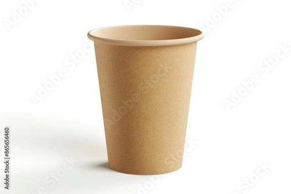Obraz A single brown paper cup sitting on a white surface, perfect for everyday use or as a decorative element