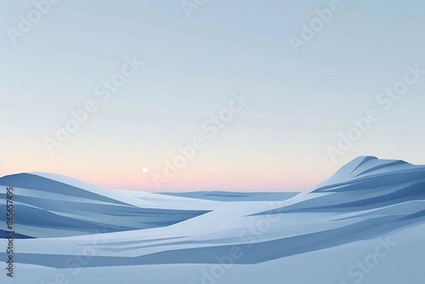 Obraz A minimalist design of a serene snowscape with a clear twilight sky