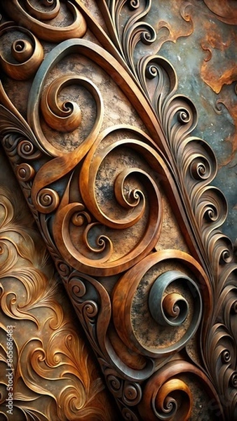 Fototapeta Form a gradient that fades from parchment shades to dark browns with intricate designs.