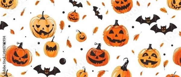 Fototapeta Halloween Pattern Vector. Colorful Vector Pattern of Halloween in Minimalist Style
