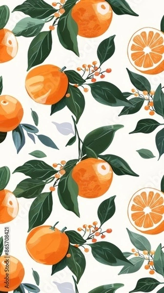 Fototapeta Vector Pattern of Fruits. Orange Pattern in Colorful. Reference of Fruits Illustration 