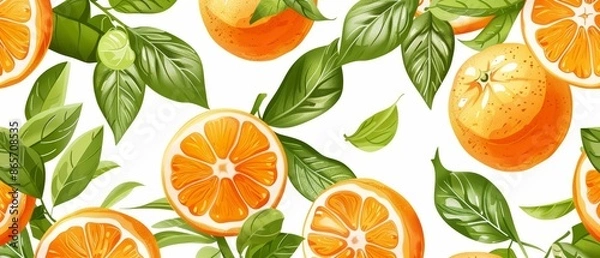 Fototapeta Vector Pattern of Fruits. Orange Pattern in Colorful. Reference of Fruits Illustration 