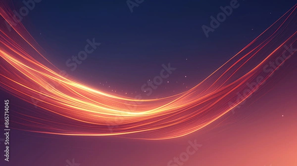 Obraz Abstract glowing lines on a dark blue gradient background, showcasing vibrant, flowing lines and dynamic movement