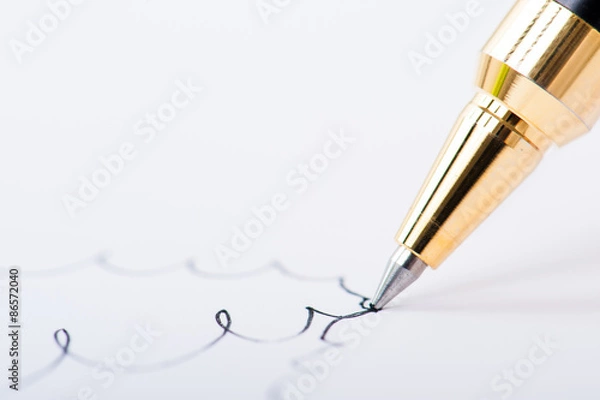 Fototapeta 金色のボールペンのペン先