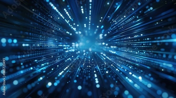 Fototapeta Futuristic Abstract Background with Blue Digital Lines and Geometric Patterns