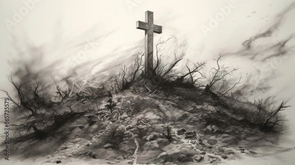 Fototapeta cross, grave, death, old burial