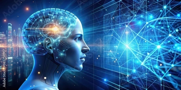 Obraz Exploring the cutting-edge technology of artificial intelligence, machine learning, robots, technology, AI