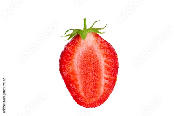 Fototapeta Half of sliced strawberry isolated on white