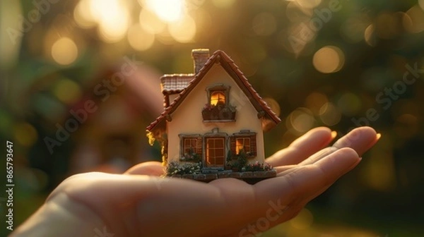 Obraz hand holding a home