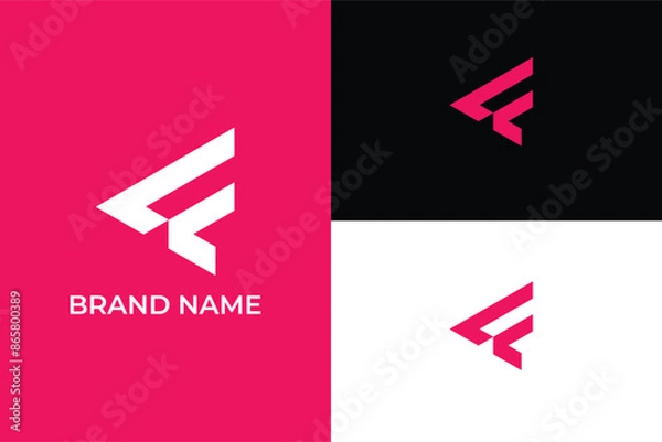 Fototapeta initial letter F arrow wings creative minimal monochrome monogram symbol Universal elegant vector, letter F forward arrow hawk wings falcon wings