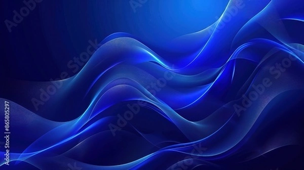 Fototapeta futuristic abstract blue background with waves and light effects