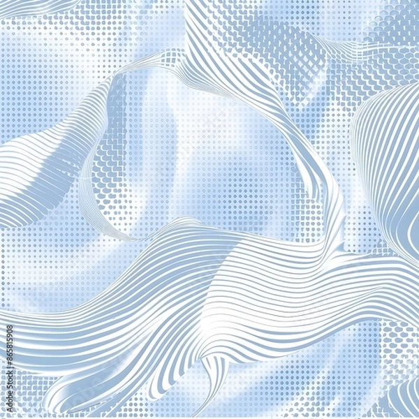 Fototapeta Delicate White Swirling Lines Abstract Flowing Pattern Minimal Geometric Composition