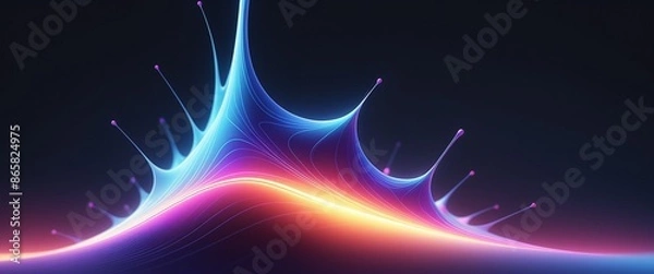 Obraz Abstract Art Neon Waveform Fluid Dynamics Futuristic Vibrant Colors Dynamic Lines Background Wallpaper