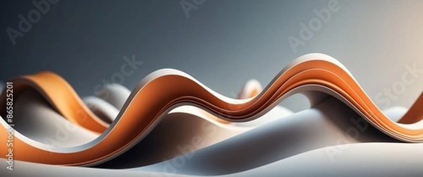 Obraz Abstract Wavy Orange White Modern Dynamic Layered Futuristic Background Wallpaper
