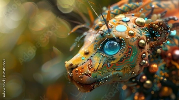 Fototapeta Fantasy Creature Portrait with Bokeh Background