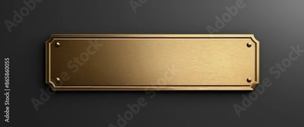 Fototapeta Gold or brass plates Empty nameplate mockup rectangular brushed