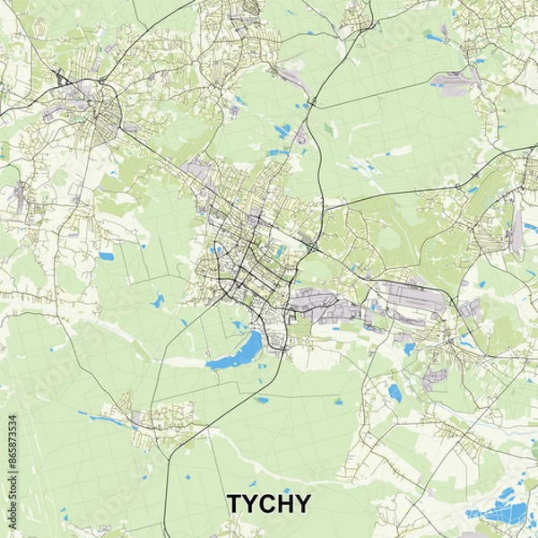 Obraz Tychy, Poland map poster art