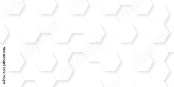 Fototapeta 	
Abstract background with hexagonal hexagon polygonal pattern background vector. 3d seamless bright white abstract grid honeycomb hexagon digital tiles cell minimal background.