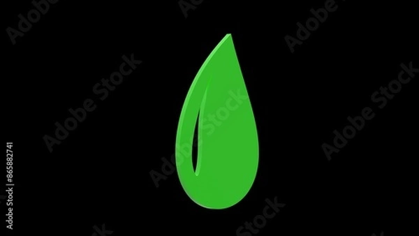 Fototapeta water drop wet green set icon 3d illustration rotation