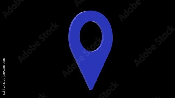 Obraz map GPS position blue set icon 3d illustration rotation