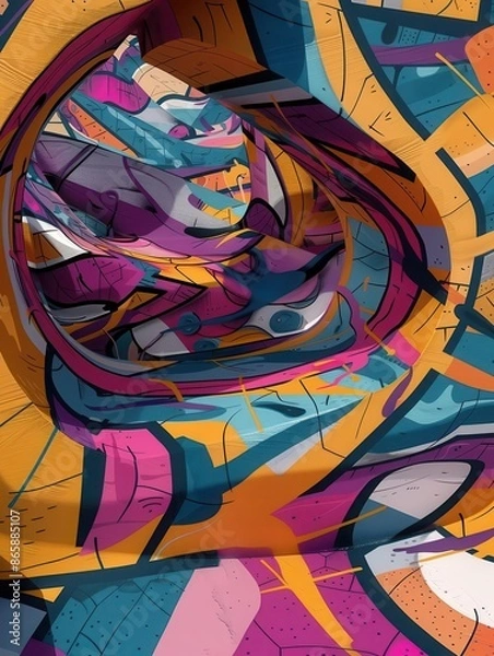 Fototapeta 4 Street graffiti art flat design top view underground theme 3D render Triadic Color Scheme