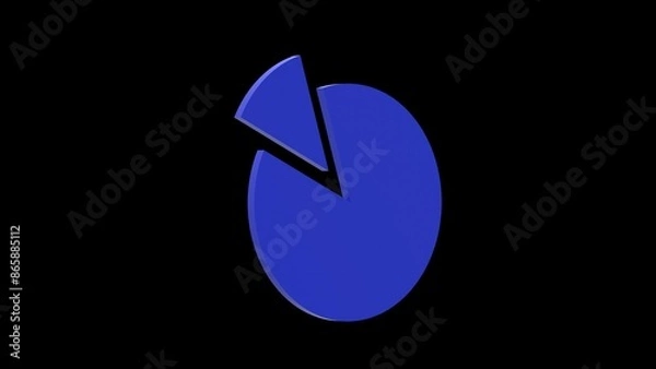 Obraz pie chart statistics blue set icon 3d illustration rotation