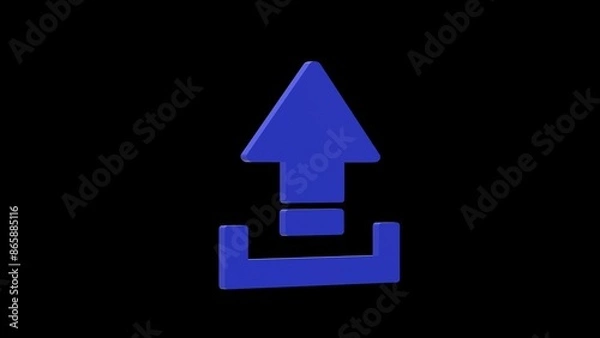 Obraz upload blue set icon 3d illustration rotation