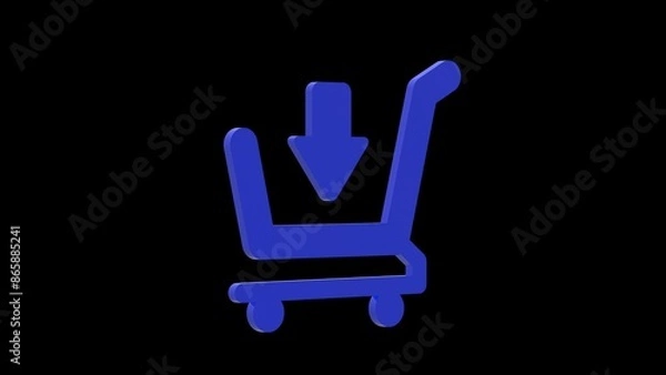 Obraz shopping cart purchase blue set icon 3d illustration rotation