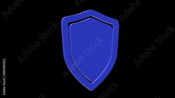 Obraz shield defense protection blue set icon 3d illustration rotation