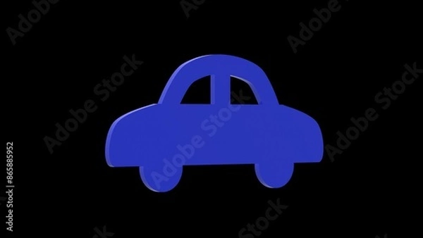 Obraz car automobile transport blue set icon 3d illustration rotation