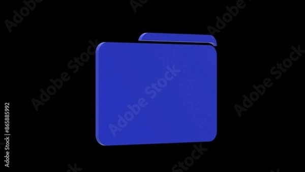 Obraz folder information blue set icon 3d illustration rotation