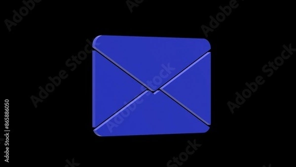 Obraz email message blue set icon 3d illustration rotation
