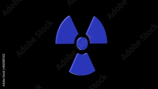 Obraz radioactive hazard nuclear contamination uranium plutonium blue set icon 3d illustration rotation
