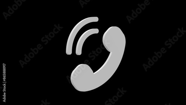 Obraz call telephone white set icon 3d illustration rotation