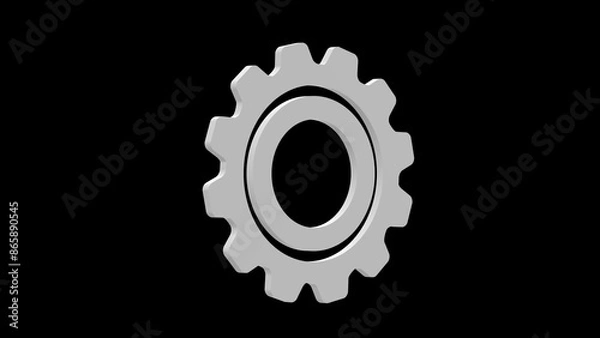 Obraz gear mechanism work white set icon 3d illustration rotation