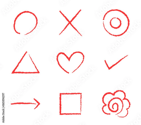 Obraz シンプルな手書きの記号のベクターイラストセット
