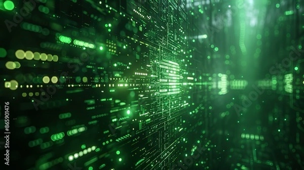 Fototapeta Pixelated Green Monitor: Retro Tech Abstract