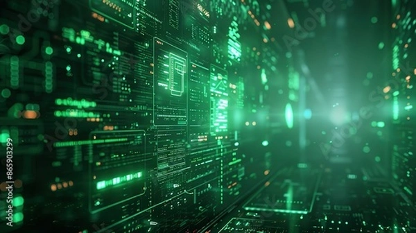 Fototapeta Abstract Retro Tech Background with Glitch Effect