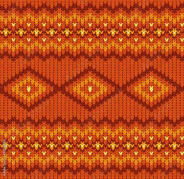 Obraz Knitted seamless pattern in red and orange colors