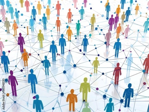 Fototapeta Interwoven Figures in Conceptual Social Network Lattice