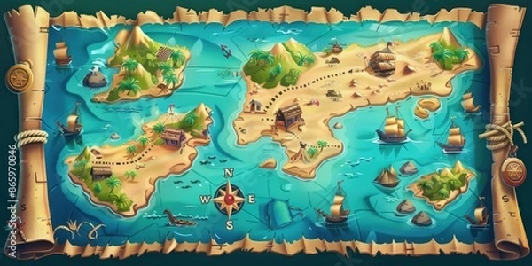 Obraz Pirate map illustration
