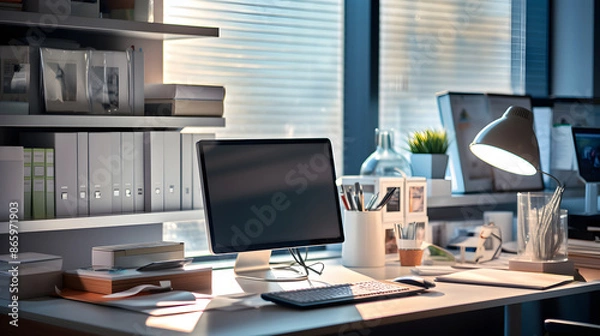 Fototapeta Exemplary Professional Workspace: A Perfect Blend of Order, Functionality, and Technology