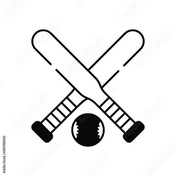Obraz Baseball Bat And Ball Crossed vector icon