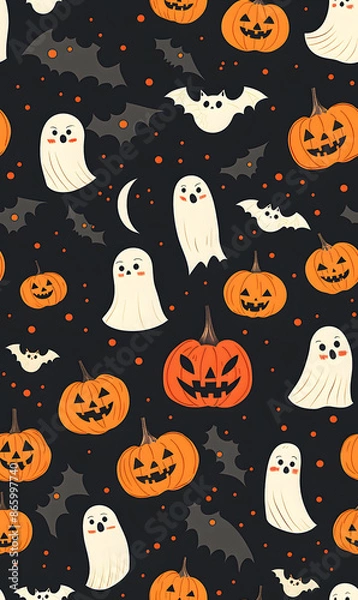 Fototapeta wallpaper, tiles or carpet cartoon illustrator, seamless pattern.